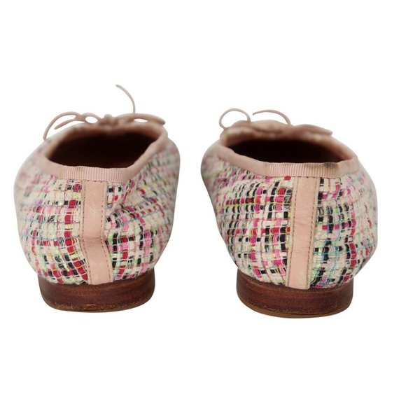 Chanel Ballet 38 Tweed and Leather Cap Toe Cc Flats CC-S0207P-C010 - Picture 8 of 11